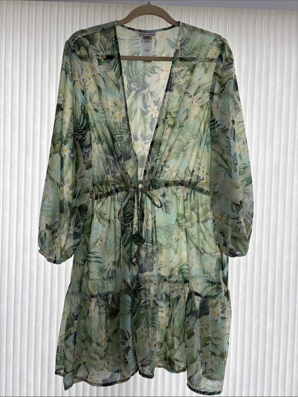 Tommy Bahama Pale Green Floral Sheer Cover-Up